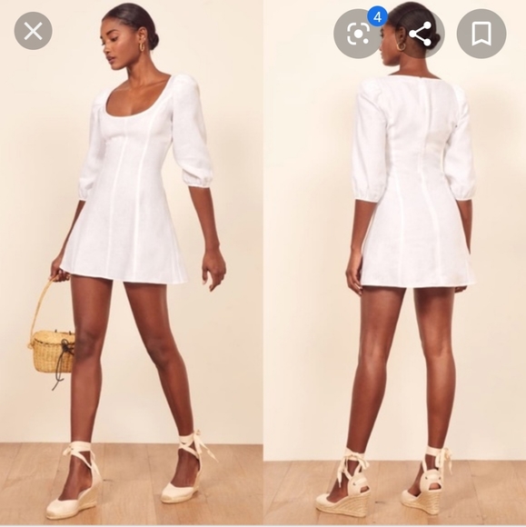 Reformation Dresses & Skirts - NEW Reformation Maxine White Linen Mini Dress